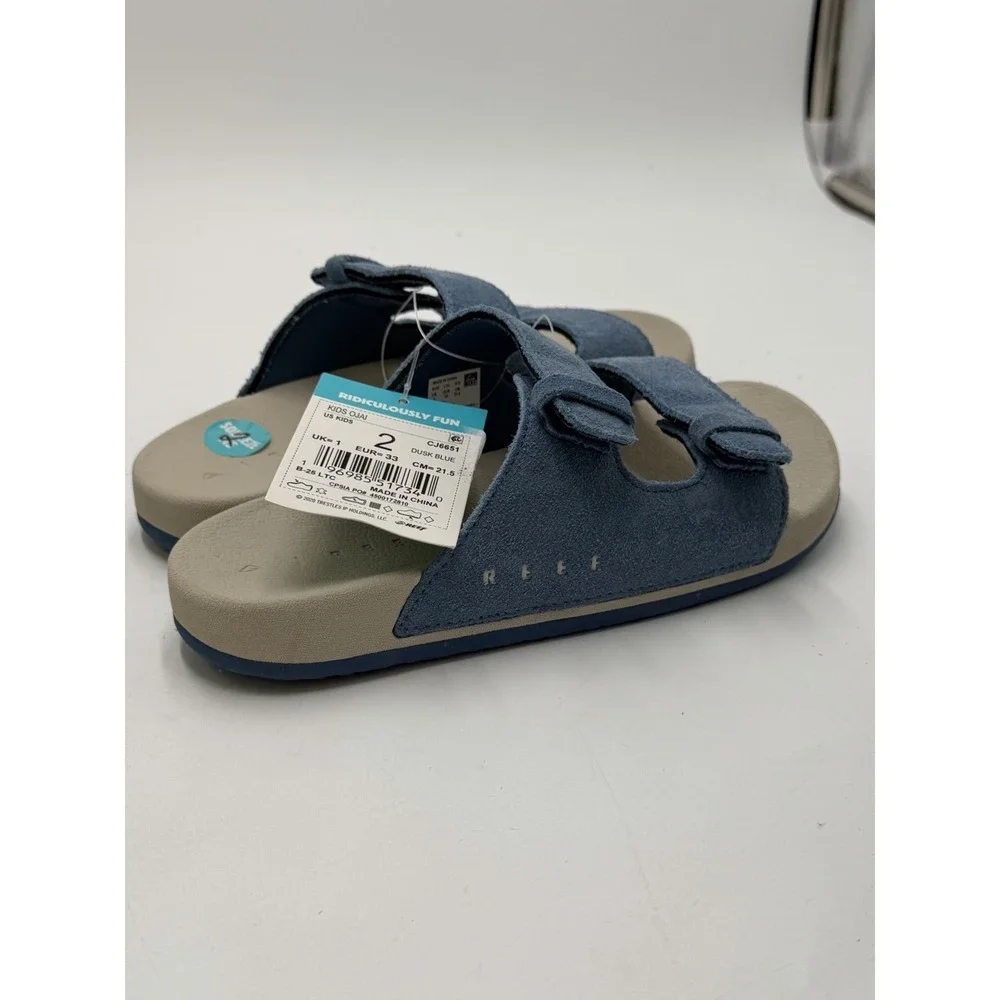 Reef Kids Ojai Sandals Suede Dusk Blue New Size 2 Boys Girls MSRP: $39.99